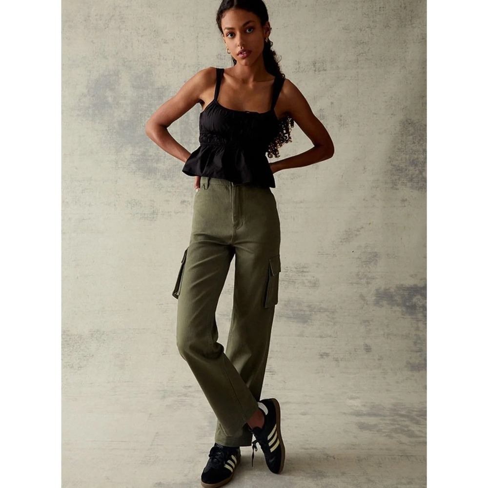 PacSun Dad Jean Green Cargo Pants Womens 27 High Waisted Straight‎ Leg Olive